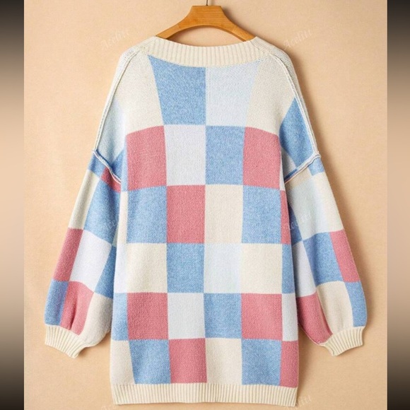 Luxe Color Block Open Front Long Sleeve Knit Sweater Cardigan - Picture 14 of 16